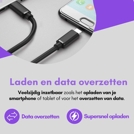 VeryGoods™ USB C kabel - USB A naar USB C - Snellader - 3 meter