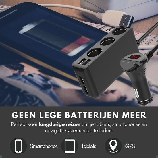 Auto Sigarettenaansteker Splitter - 12V USB Autolader Adapter - Met USB-C