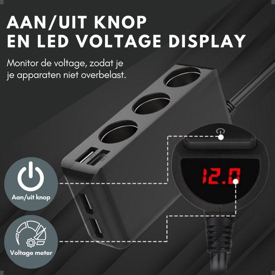 Auto Sigarettenaansteker Splitter - 12V USB Autolader Adapter - Met USB-C