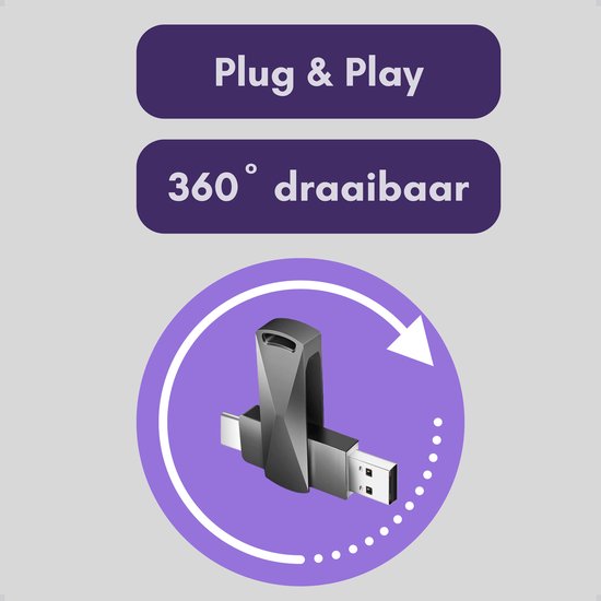 USB Stick - 256 GB - USB-sticks - USB C 3.2 & USB A 3.0 - Download 400 mb/s - USBC