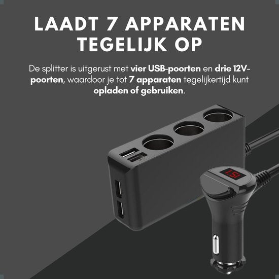 Auto Sigarettenaansteker Splitter - 12V USB Autolader Adapter - Met USB-C