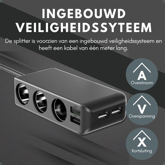 Auto Sigarettenaansteker Splitter - 12V USB Autolader Adapter - Met USB-C