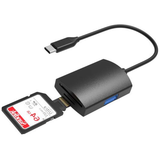 3-in-1 SD Kaart Lezer USB C - Kaartlezer SD kaart - Micro SD / TF kaartlezer - USB-C kaartlezer
