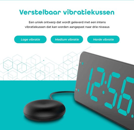 Wekkerradio met Trilkussen voor Slechthorenden / Doven / Diepe slapers - Wekker