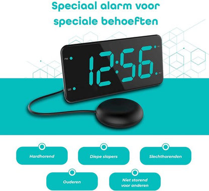 Wekkerradio met Trilkussen voor Slechthorenden / Doven / Diepe slapers - Wekker